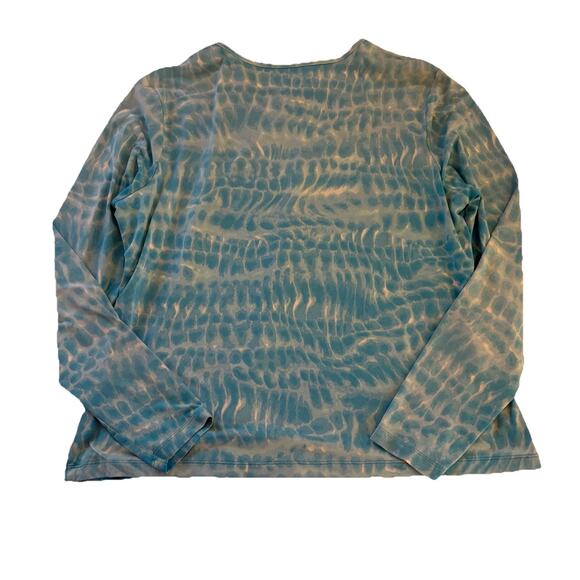 Lands' End Swim Shirt Rash Guard Top Women’s Large Blue & White Beach Cover Up - Picture 6 of 12